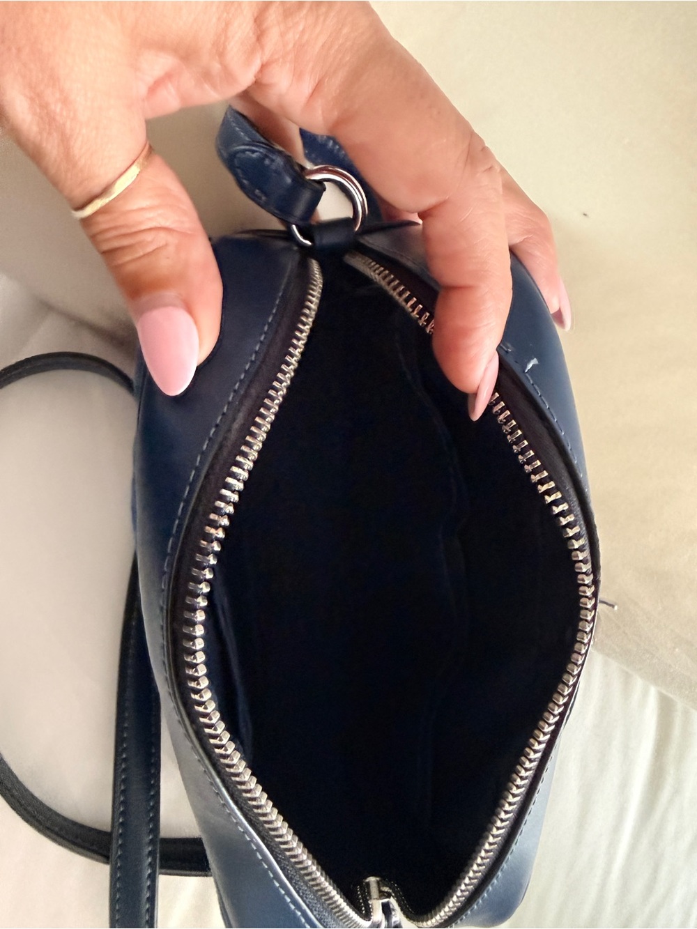 Coach Denim Quilted Crossbody Bag in Navy Blue with Silver Hardware - Picture 4 of 7